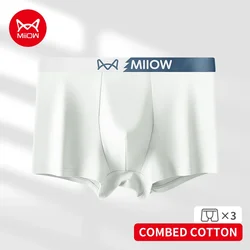 MiiOW 3Pcs Combed Cotton Men Underwear Boxers Antibacterial Internal File Male Underpants 7A Antibacterial Men's Panties Boxers