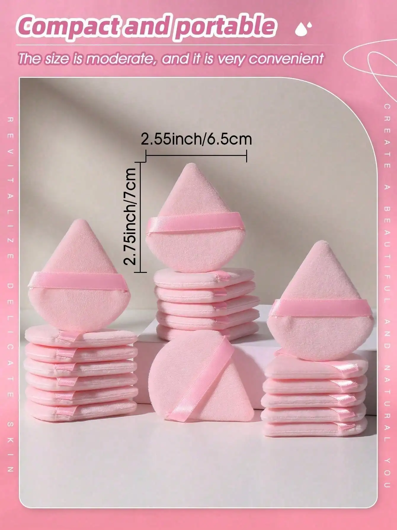 20/10/3/1pc 三角ベルベットメイクアップパウダーパフ、フェイシャルパウダーパフ、再利用可能なメイクアップパウダーパフ、アイメイクアップパウダーパフ