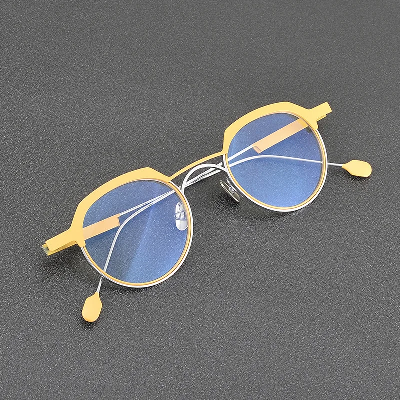 Multi Colored Ultralight Slender Titanium Eyeglasses Frame Luxury Vintage Fashion Trend Retro Oval Design Academic High Quality