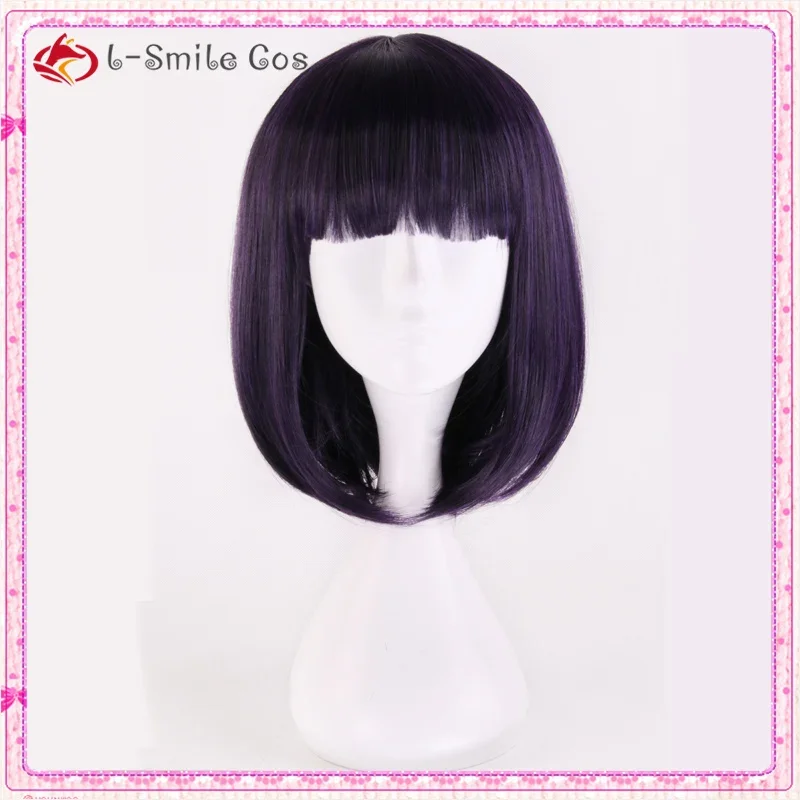 

Sailor Saturn Wig Cosplay Wigs Tomoe Hotaru 35cm Purple Black Mix Short Bobo Synthetic Hair Wigs + Wig Cap