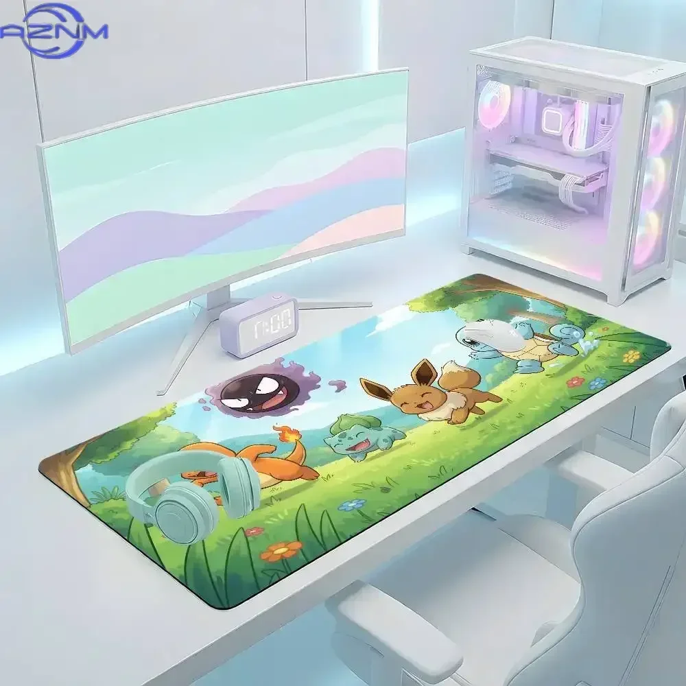 Large Pokemon Anime Gaming Desk Mat, Anti-Slip Rubber HD Pattern Mouse Pad Keyboard Mat for PC Accessories