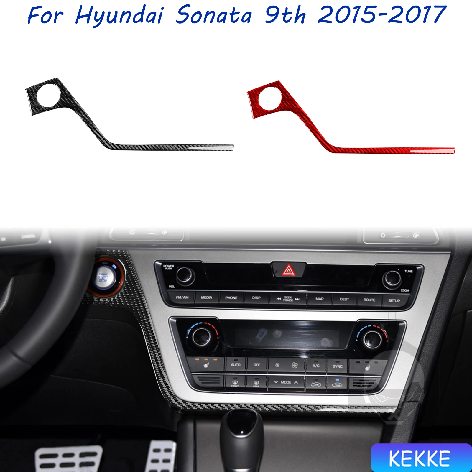 

For Hyundai Sonata 9 2015 2016 2017 Start Circle Trim Surround Real Carbon Fiber Sticker Car Interior Accessories