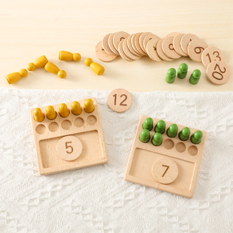 Montessori Counting Board for Girls Boy Tracing Board Double Sided Uppercase & Lowercase Letters Number Educational Wooden Game