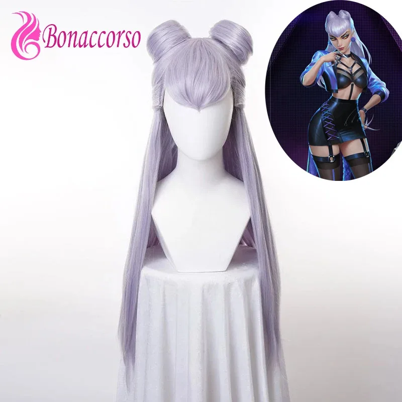KDA Evelynn Cosplay Synthetic High Ponytail Long Straight Anime Coser Cute Girl Heat Resistant Fiber Wig Hs;3'c,5.y;8'v, view 2
