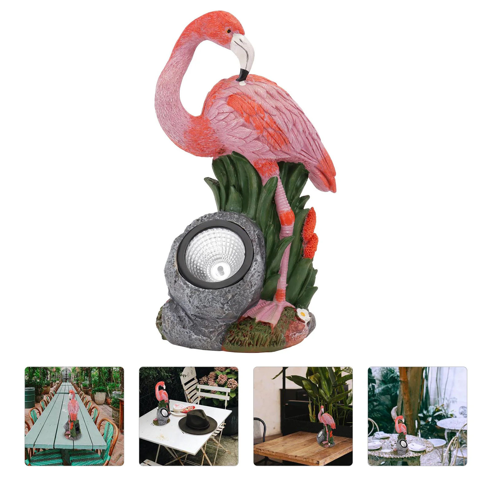 Decor Decorative Lights Animal Small Adornment Decorations Garden Resin Outdoor Ornament Creative Pink Flamingo Glowing