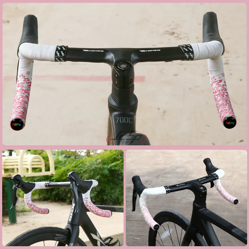 Sakura Mountain Bike Handlebar with Bicycle Handlebar Anti-slip Shock-absorbing Winding Strap Wear-resistant and Breathable