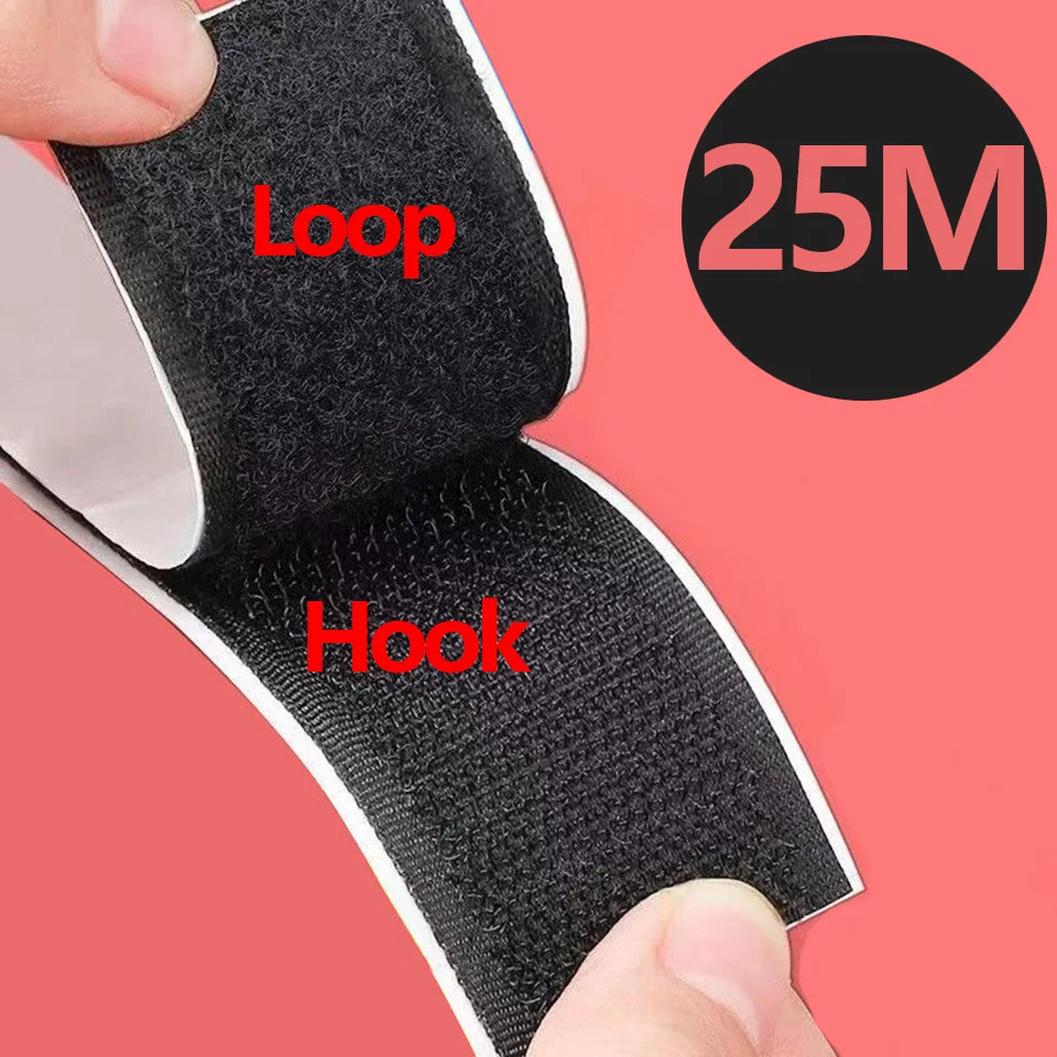 2/5/25M 20/30/50mm with Strong Glue Hook and Loop Self Adhesive Fastener Tape Nylon Sticker Loop Magic Sticke Disks Patches Tape