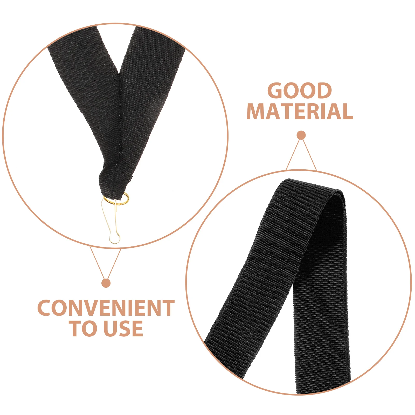 Medal Neck Ribbons Lanyard Sports Meeting Multifunction with Clips Black Polyester Party