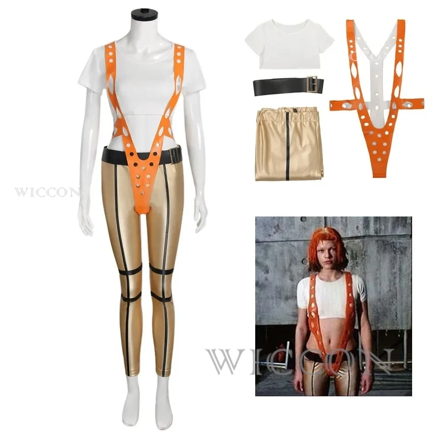 The Fifthy Element Leeloo Cosplay Costume Sexy Skinny Pants Short T-Shirt Cinquième élément Body Suit Halloween Cosplay Outfits