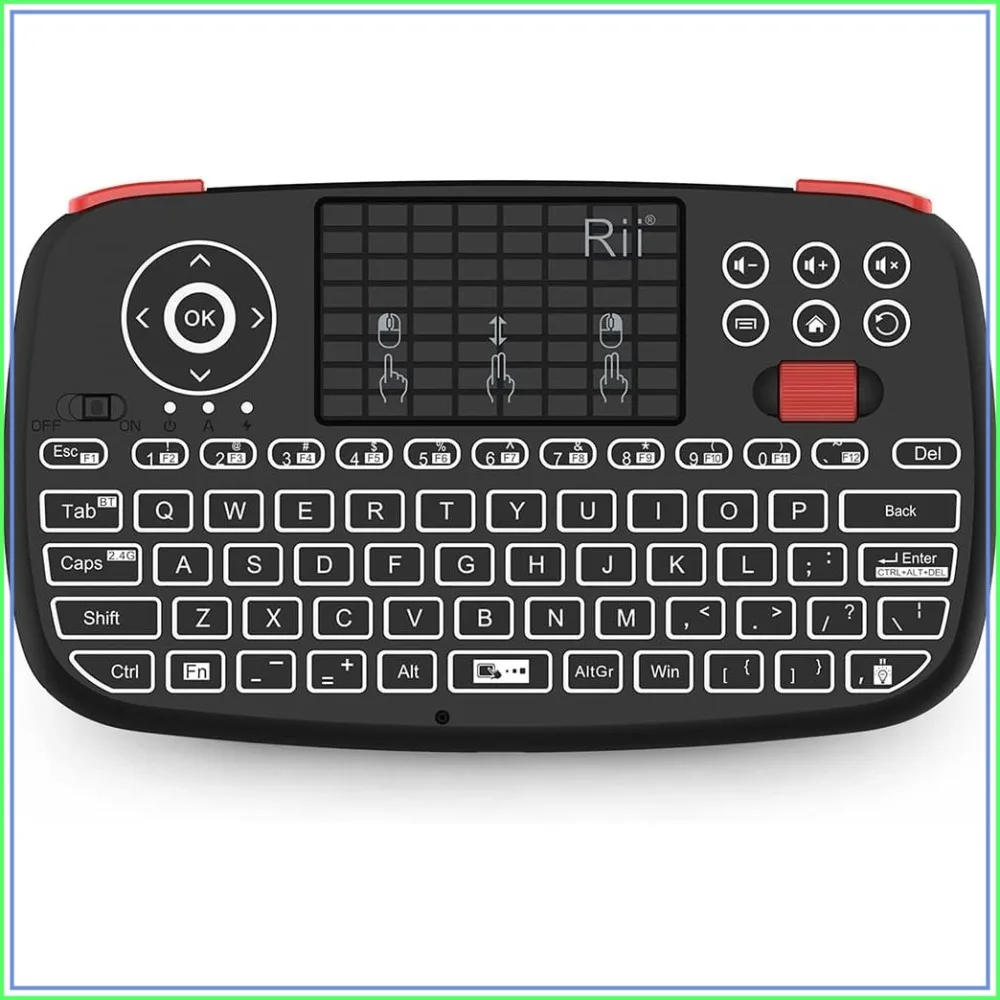 

Upgrade Rii i4 Mini Bluetooth Keyboard with Touchpad, Backlit Portable Wireless Keyboard with 2.4G USB Dongle for Smartphones, PC, Tablet, Laptop TV Box