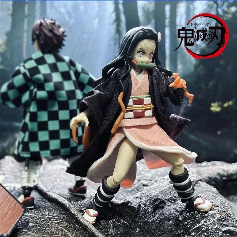 Demon Slayer Shf Series Anime Kamado Nezuko Handmade Clothing Coffee Colored Suitable for 1/12 Size Movable Humanoid Accessory