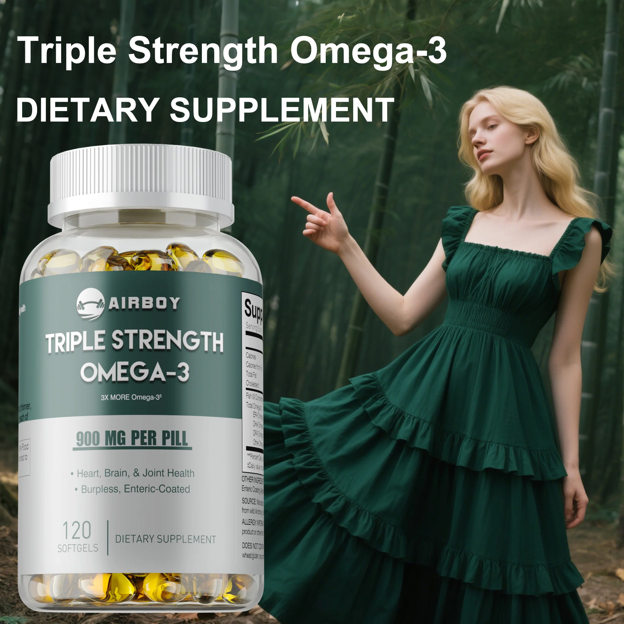 オメガ 3 魚油 - 抗酸化作用、ストレス軽減、知能向上、認知機能、目の健康、皮膚の健康をサポート、自然エネルギーを高める