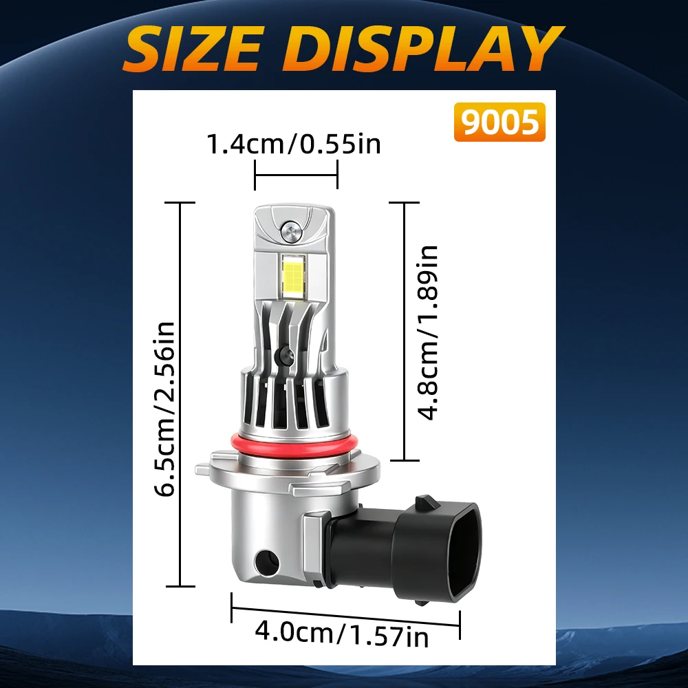 2PCS 9005/HB3 LED CANBUS Headlight Bulbs Two-Sides Illuminated 3570 CSP 24000LM IP68 Waterproof Auto Lights