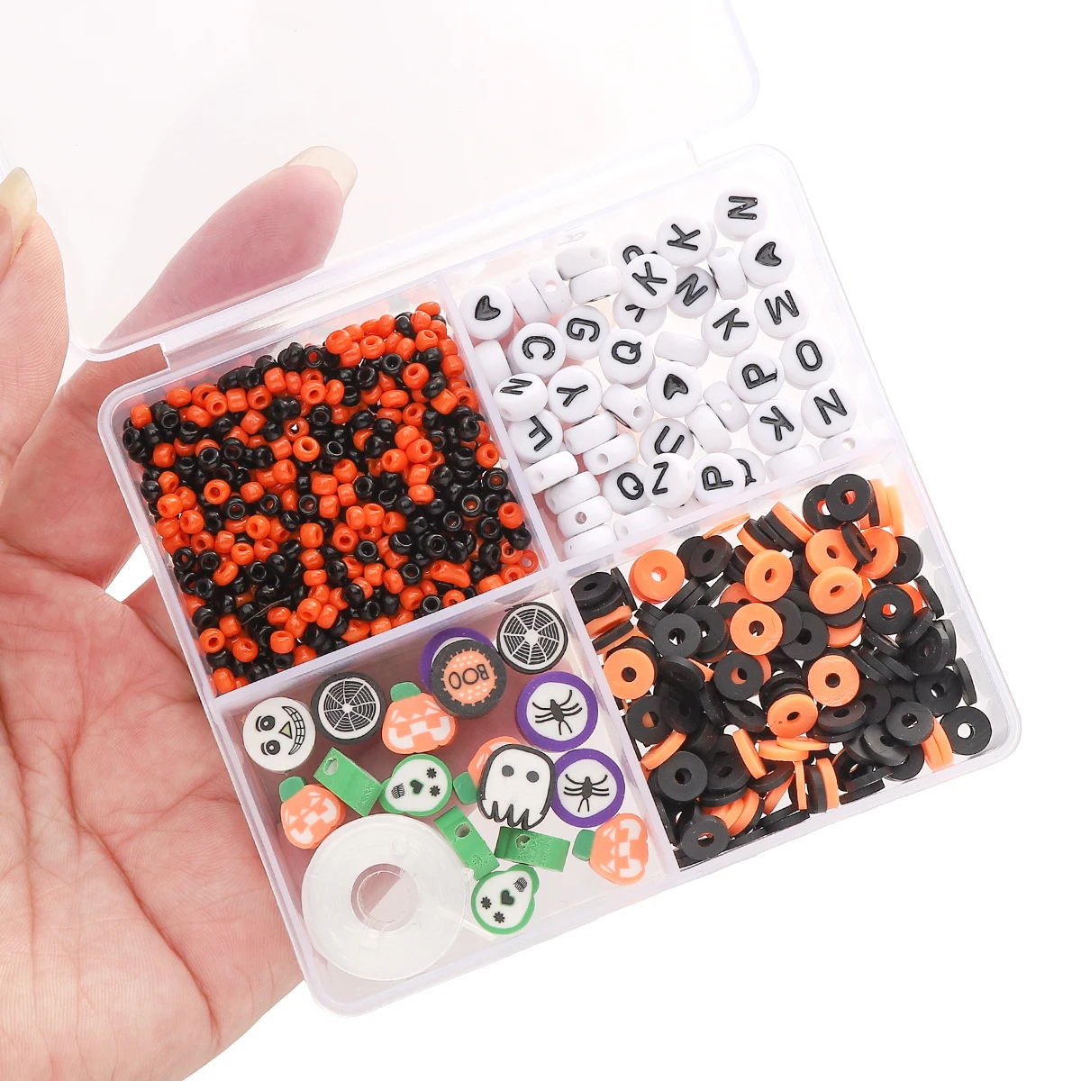 1Set/BagAbout915Pcs4 Grid Box Soft Pottery Letter Beads Halloween Set Handmade DIY Making Unique String Jewelry Accessories Mate