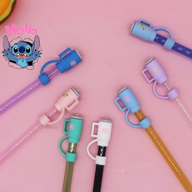 Durable Straw Covers Portable Dust Proof Straw Toppers Lid Flower Straw Tip