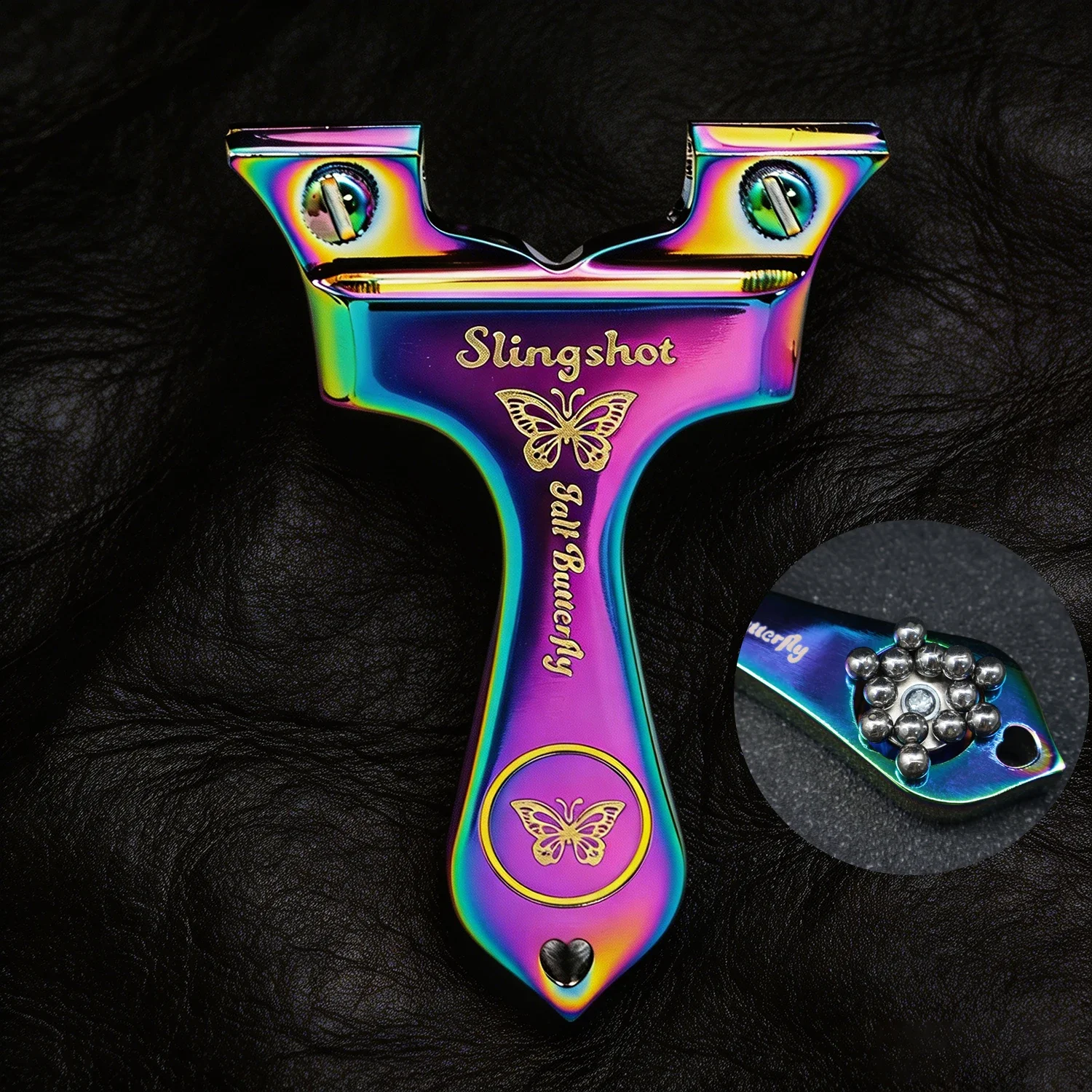 Aluminum Alloy Material With Magnetic Grilled Blue Butterfly Slingshot Full Metal Color Slingshot Outdoor Hunting Shooting