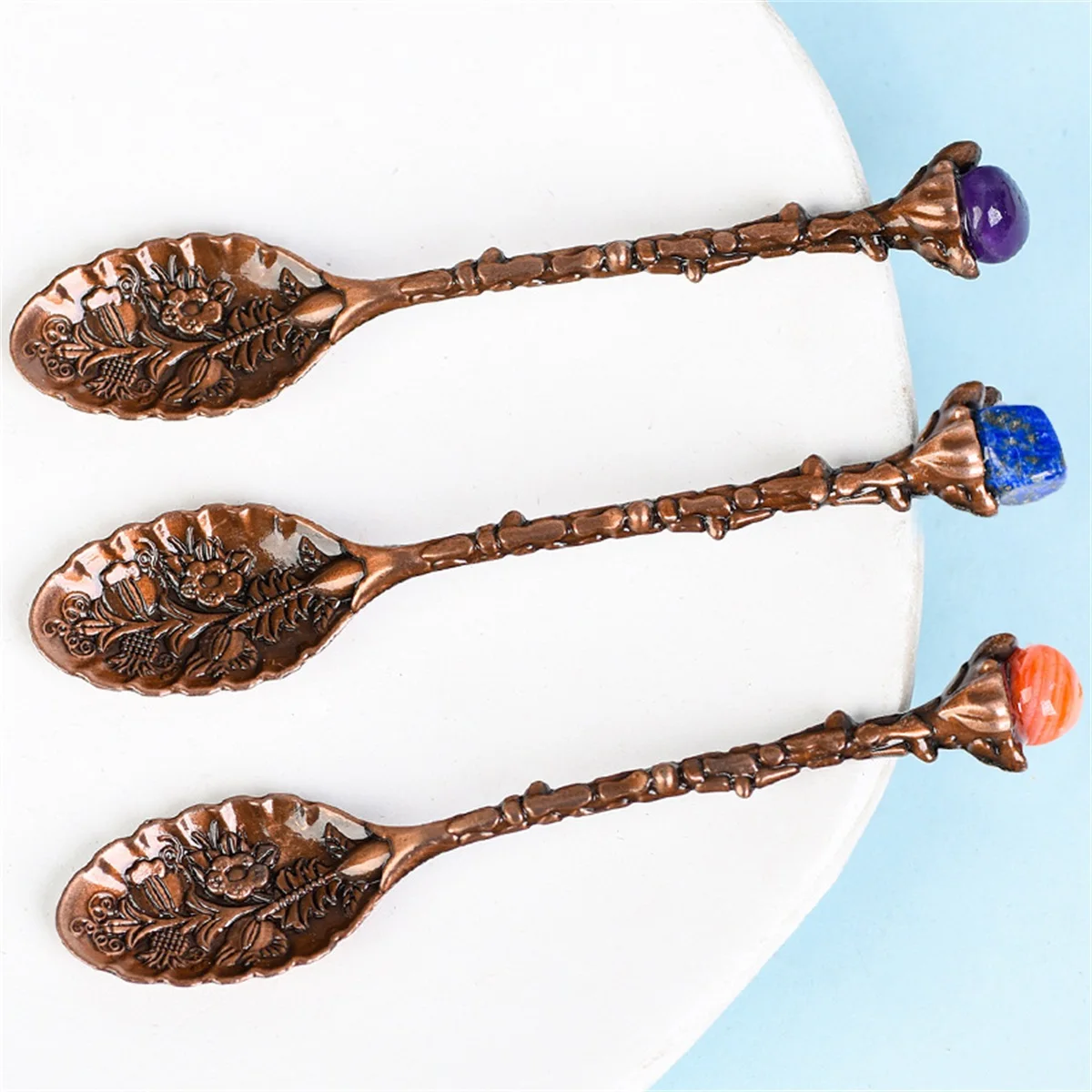 

New Crystal Head Ice Cream Dessert Spoon Creative Mixing Spoon Vintage Royal Style Flatware Dessert Spoon Kitchen Accessories