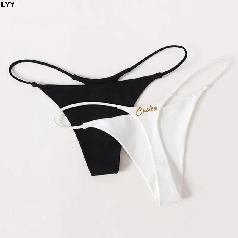 Custom Embroidery Thongs G String With Name Sexy Low Waist Panties Underwear Hotwife Lingerie Letters Bikini Women Tange Gifts