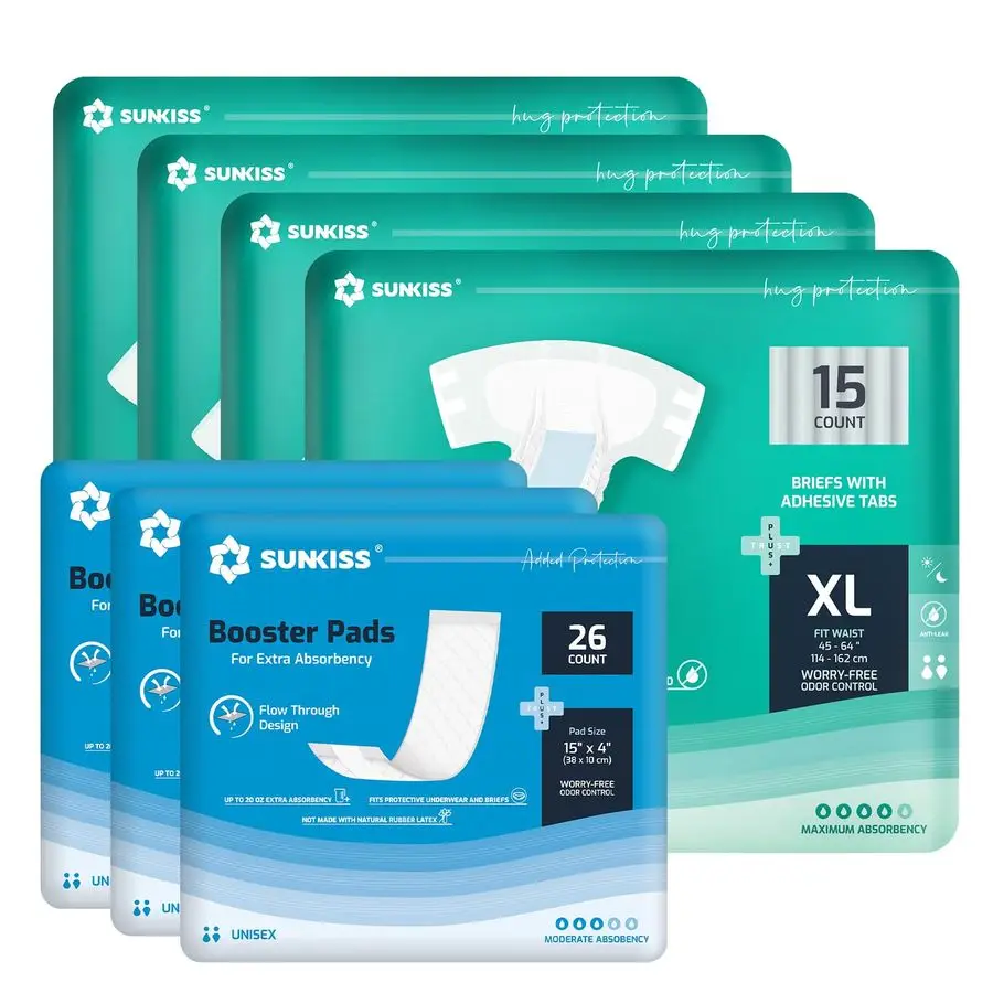 حفاضات TrustPlus للبالغين XLarge 60 Count amp وسادات معززة 15 × 4 104 حزمة حماية من التسرب، التحكم في الرائحة، فائقة الامتصاص #1