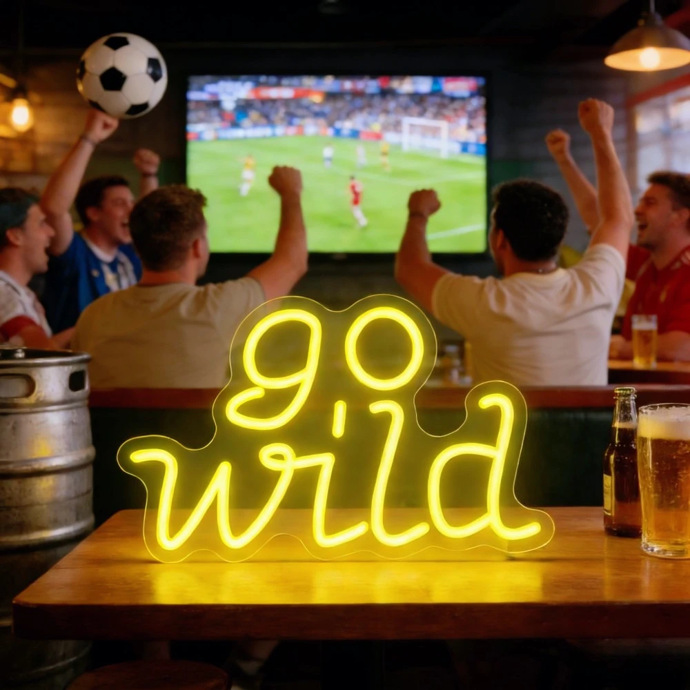 

Неоновая вывеска Go Wild с USB-питанием, регулируемая светодиодная неоновая подсветка для футбольного клуба, для любителей футбола, для игровой комнаты, для вечеринок, для декора стен