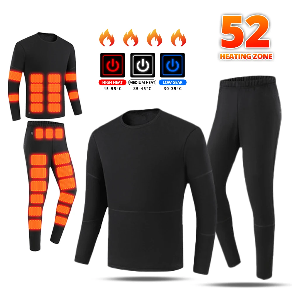 

Winter Heating Jacket Pants Heated Thermal Underwear Men Women USB Electric Thermal Heated Underwear Ski Electric Heated Equip