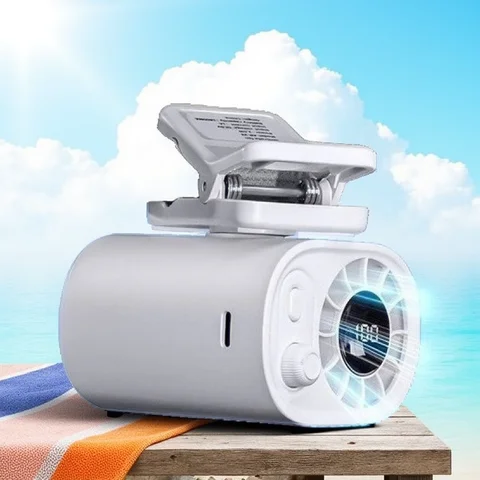 Hipacool Portable Car Clip Fan 360° Rotatable 100 Speed Wind 12V USB Rechargeable Electric Fan Low Noise Mini Fan Clamp Anywhere