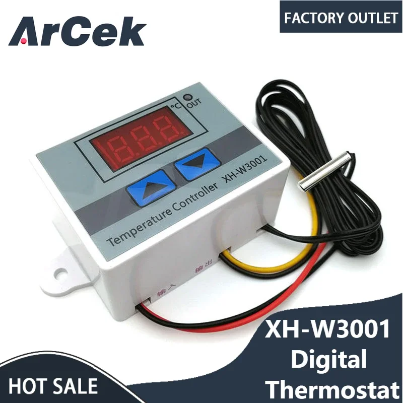 

10A 12V 24V 110V 220V AC Digital LED Temperature Controller XH-W3001 for Arduino Cooling Heating Switch Thermostat NTC Sensor