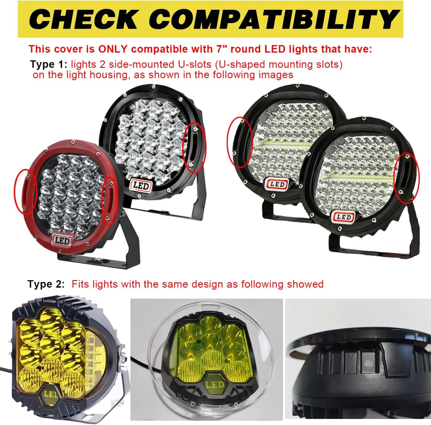 2pcs 7inch/9 Inch LED Driving Light Work Light Cover Headlight Protector Cover Spotlights Dustproof Shade for Off-road 4X4 4WD