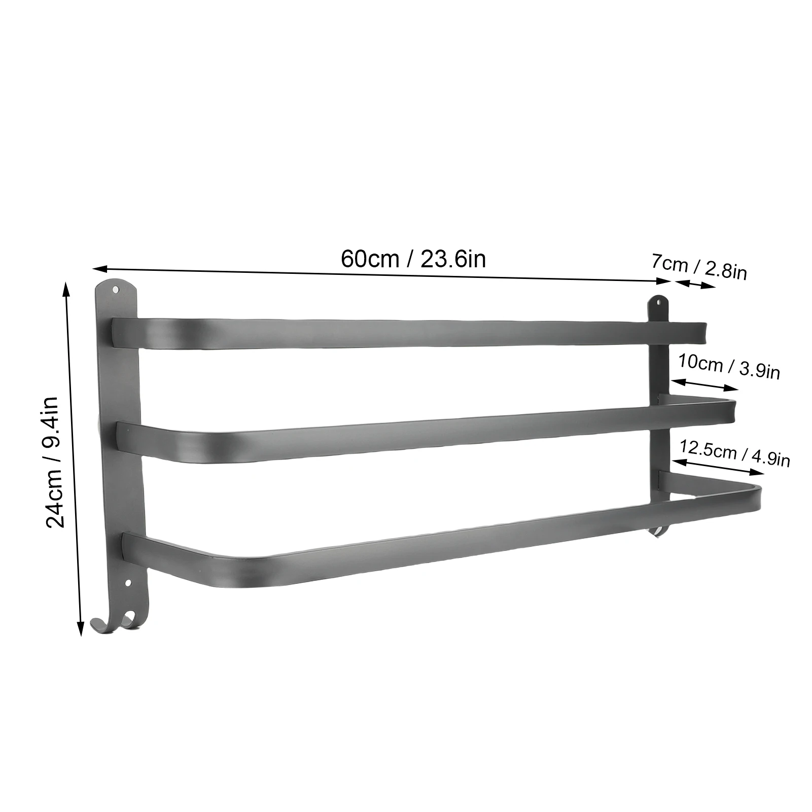 3 الطبقة الحمام منشفة رف 60 سنتيمتر سبائك الألومنيوم الفضاء إنقاذ مريحة هوك الحائط منشفة بار حامل المنظم للمطبخ