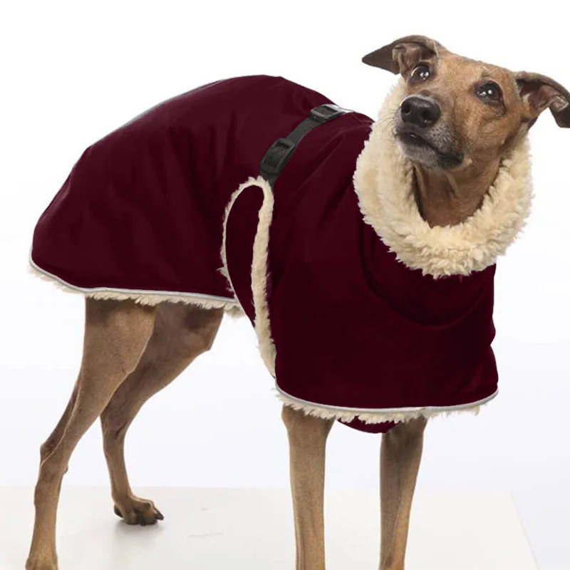 Giacca per cani foderata in pile Greyhound inverno vestiti per cani caldi Pullover giacca per cani spessa impermeabile maglione con collo alto per