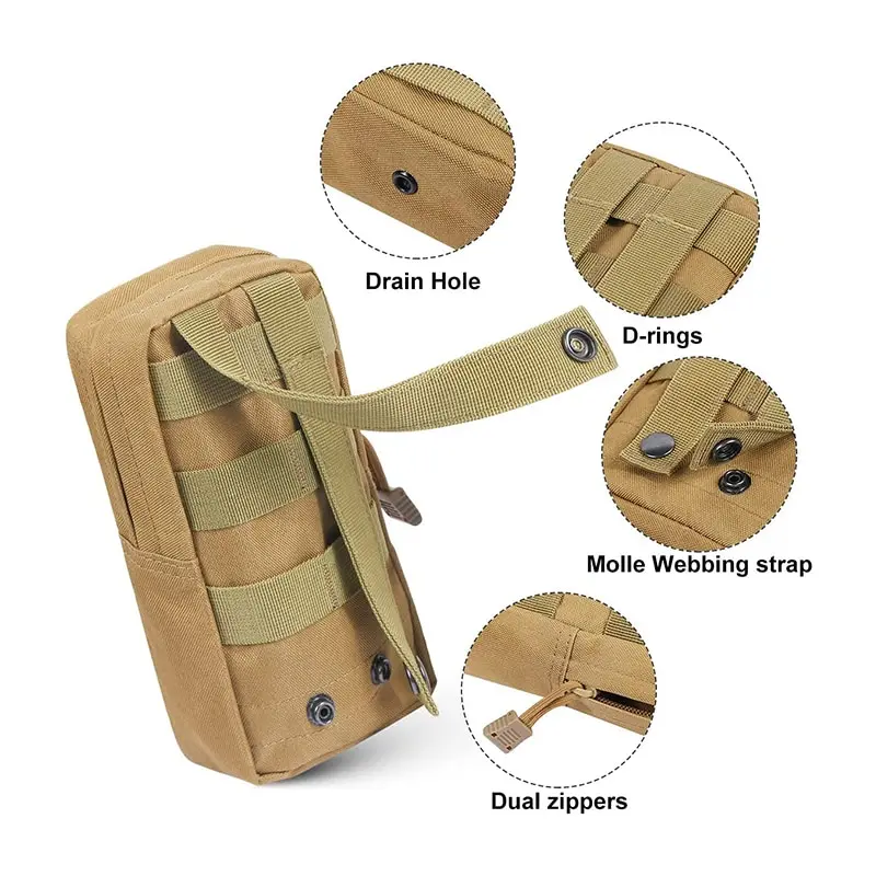 Outdoor Taktische Molle Taille Tasche 600D Oxford Khaki Lagerung Fanny Pack für Jagd Rucksack Taktische Weste Befestigung