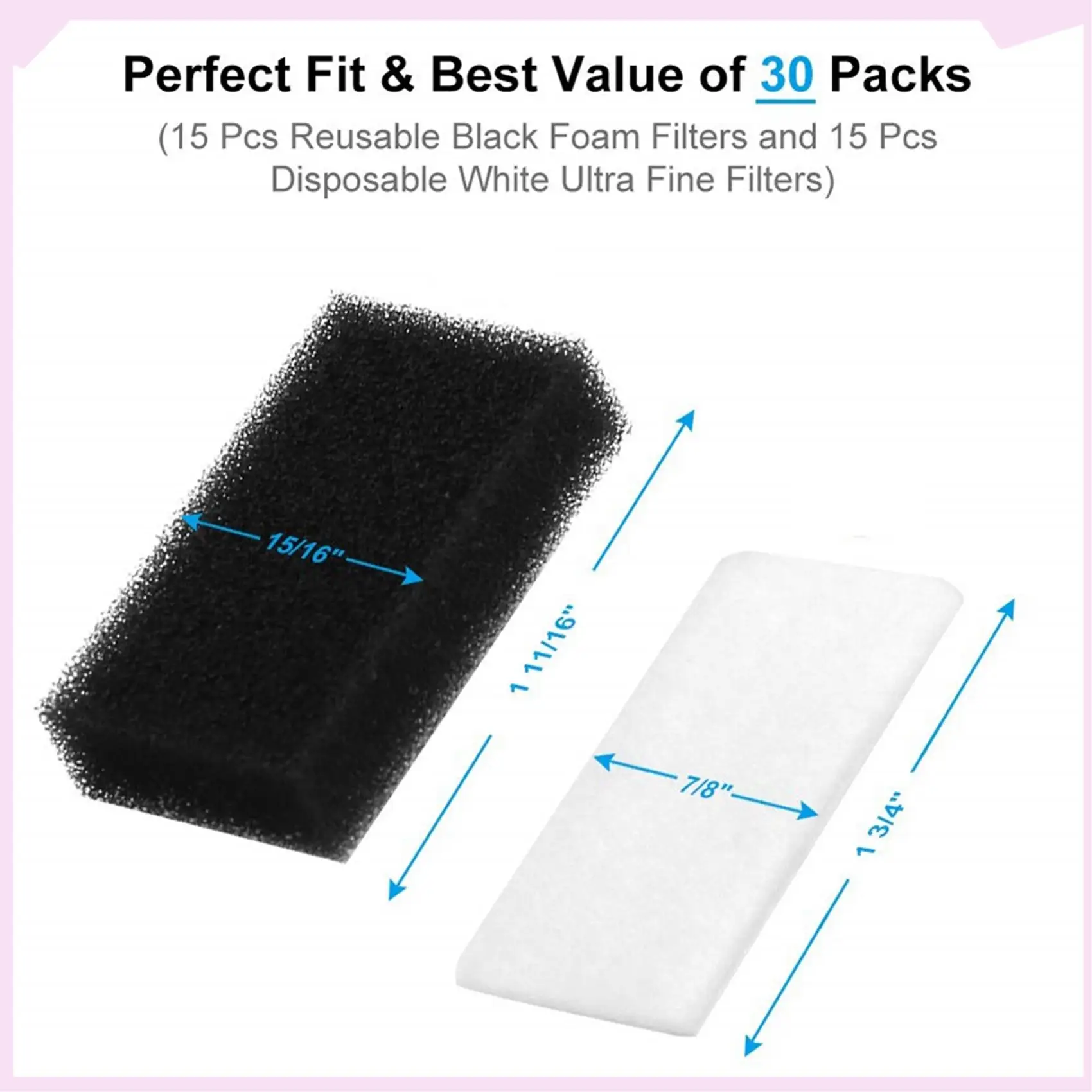 B24B 60PCS CPAP Filters For Respironics Premium Foam Filter And Ultra Fine Filters Respironics M Series