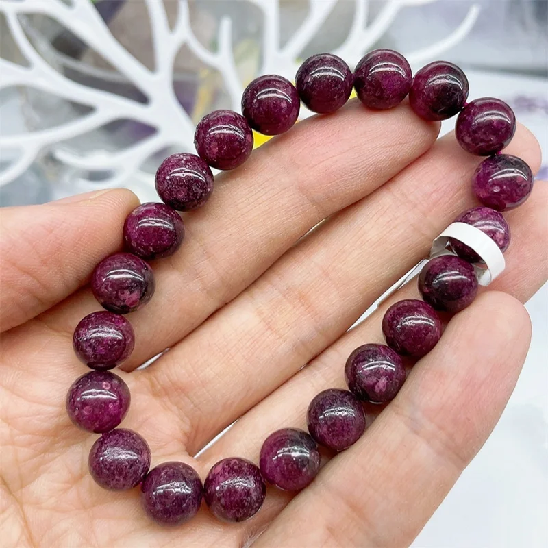 Natural Ruby Bracelet Handmade Women Healing Gemstone Crystal Strand Bangles Lovers Girlfriend Jewelry Gift 1PCS 9MM