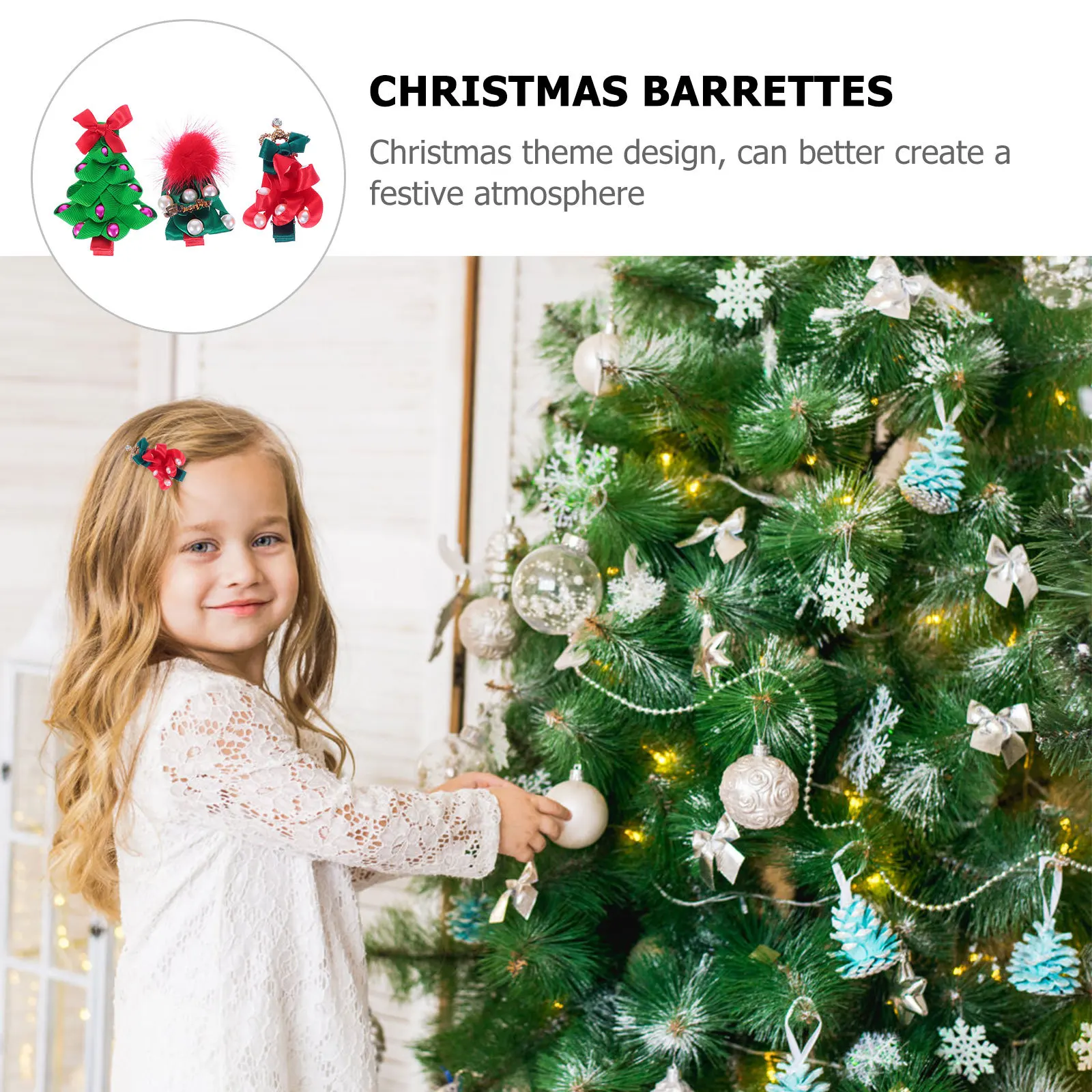 

3Pcs Christmas Hair Clips Charming Barrettes Natural Rustic Look Festive Hair Decorations for Kids Christmas Barrettes
