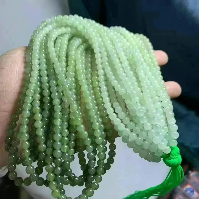 

Браслет-цепочка из нефрита Хэтиан (Цинхай), 5 мм, с градиентным цветом, многослойный, с бусинами, ювелирное украшение