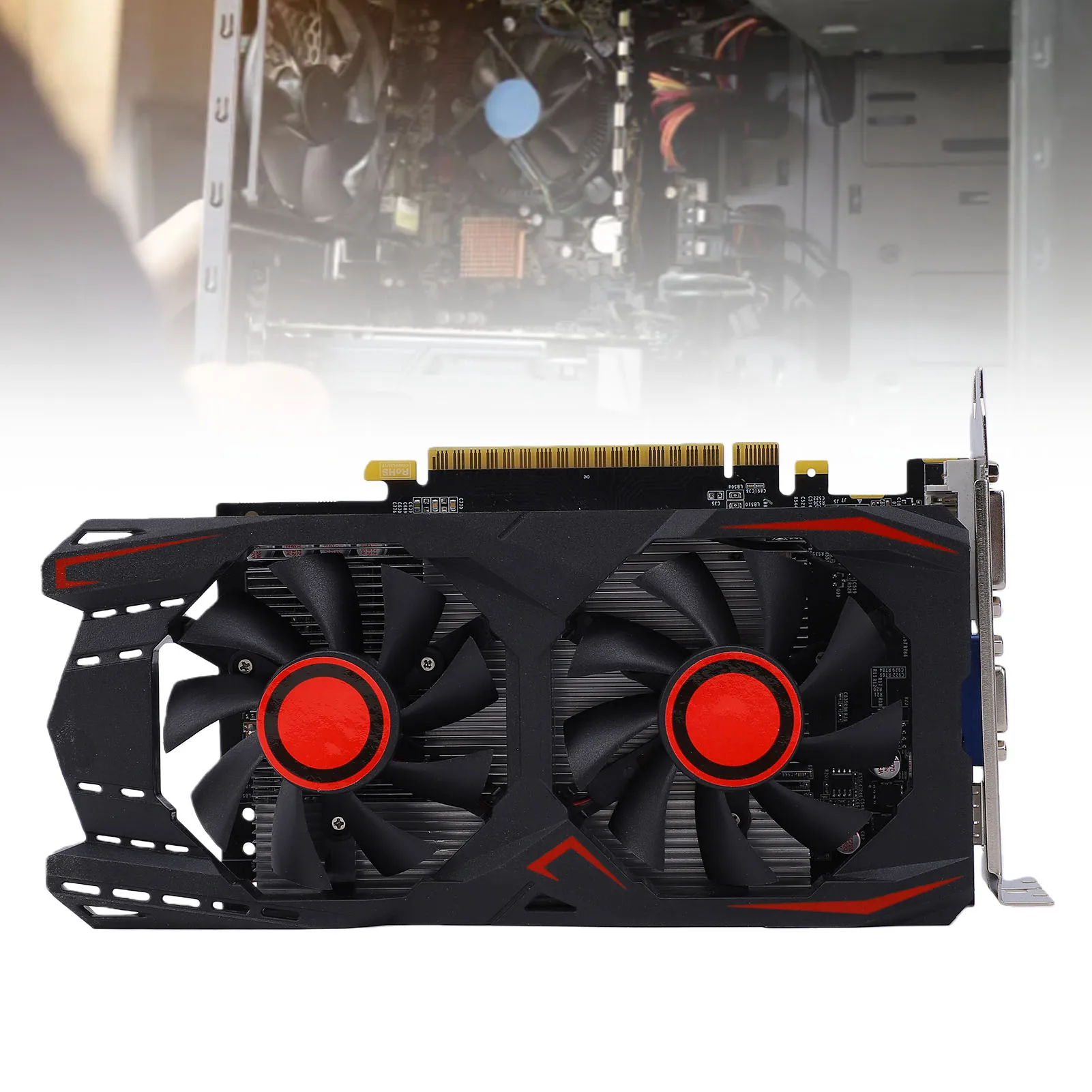 Graphics Card 6GB GDDR5 192BIT Double Fan PCIE 2.0 16X Slot Supports DVI VGA HD Multimedia Interface Gaming Video Card