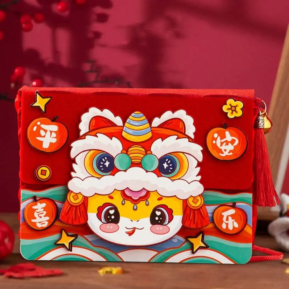 Non-woven Cloth Fabric Diy Handbag with Rope Snake Pattern New Year Diy Bag Chinese Style Kids Craft Toy