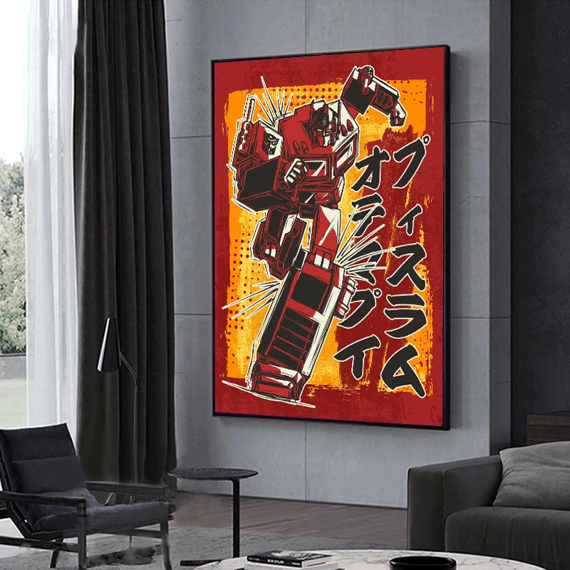 Vintage Noir Japan T-Transformers Poster Japanese Anime Comic Canvas Painting Modern Wall Art for Living Room Home Decor