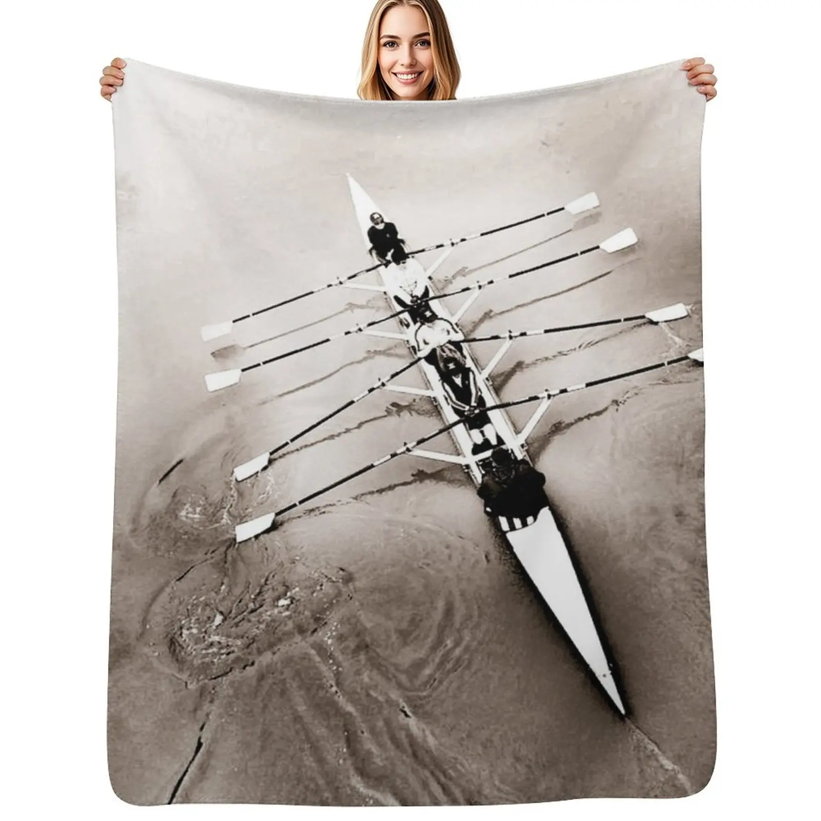 

Rowers Rowing in Aged Photo Throw Blanket Polar Sleeping Bag for sofa Luxury Blankets