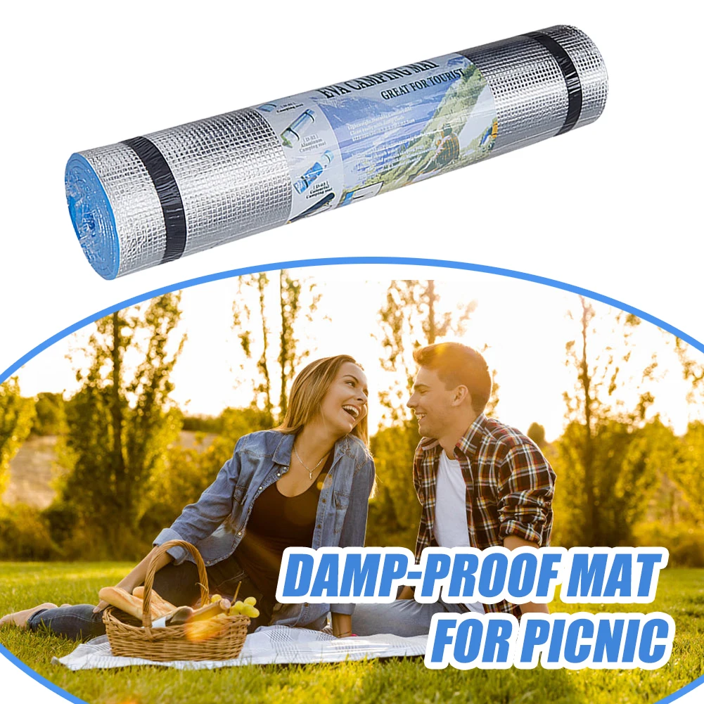 Outdoor Camping Mat Air Mattress Picnic Blanket Picnic Mat Pads Dampproof Beach Mat 180*50*0.6cm Aluminum Foil Mat Camping