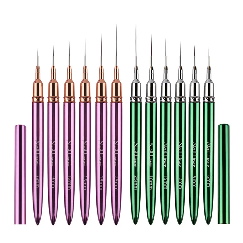 

6/9/12/15/18/25mm Metal Handle Art Liner DIY Painting Brush Drawing Lines Stripe Flower Painting Pen UV Gel Brush