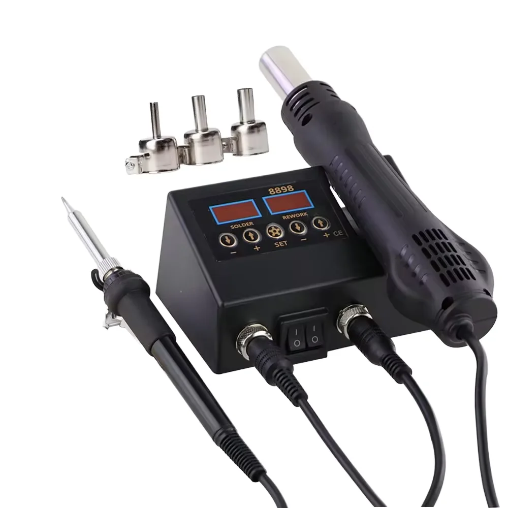 

8898 2-in-1 60W Digital Display Soldering Station Hot Air Gun & Solder Iron for Cell-Phone BGA SMD PCB IC Repair New & Improved
