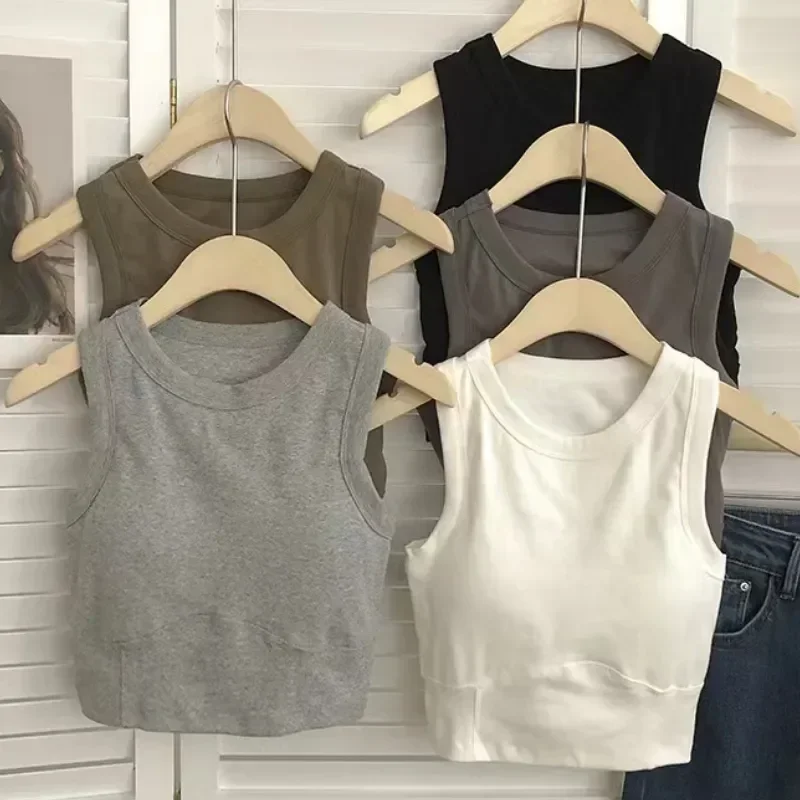 Con petto sottile collo imbottito top sexy da donna nuovo colore femminile estivo reggiseno solido che tocca il fondo canotta senza maniche