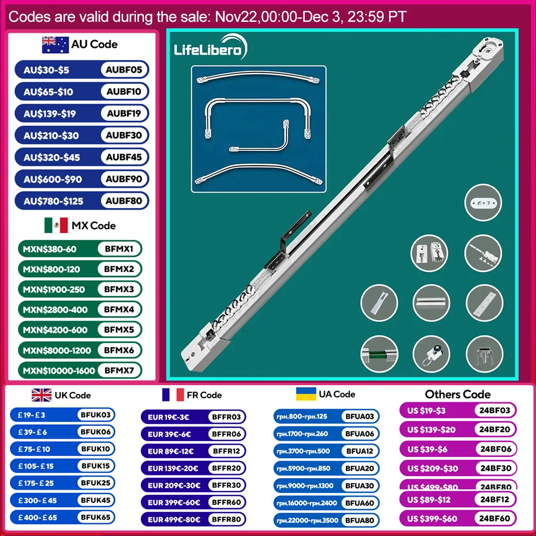 Rieles de riel de cortina eléctricos personalizables LifeLibero para Zigbee Wifi Tuya, Motor de cortina inteligente para el hogar, ferrocarril con cremallera personalizable