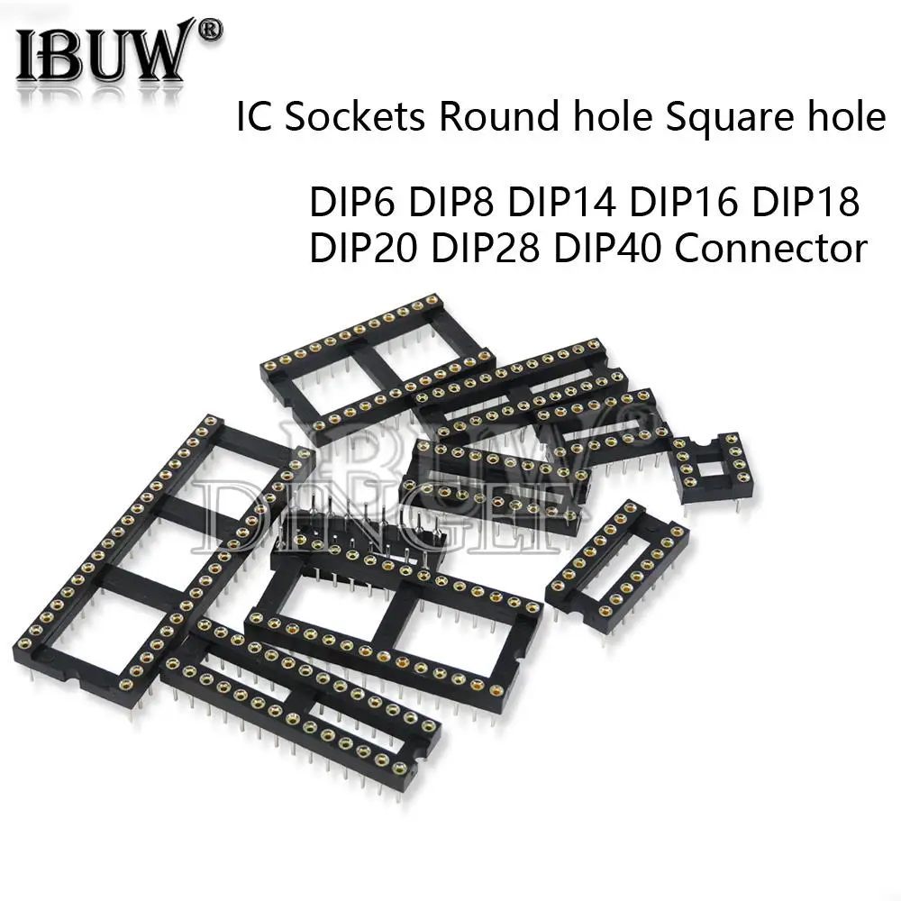 10PCS Square Round IC Sockets DIP6 DIP8 DIP14 DIP16 DIP18 DIP20 DIP28 DIP40 Connector DIP Socket 6 8 14 16 18 20 24 28 40Pins