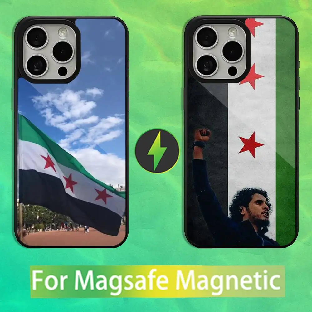 

S-Syrian Revolution Flag Phone Case For iPhone 16,15,14,13,12,11,Pro,Max,Plus,Mini,Magsafe,Magnetic Wireless Charging Case