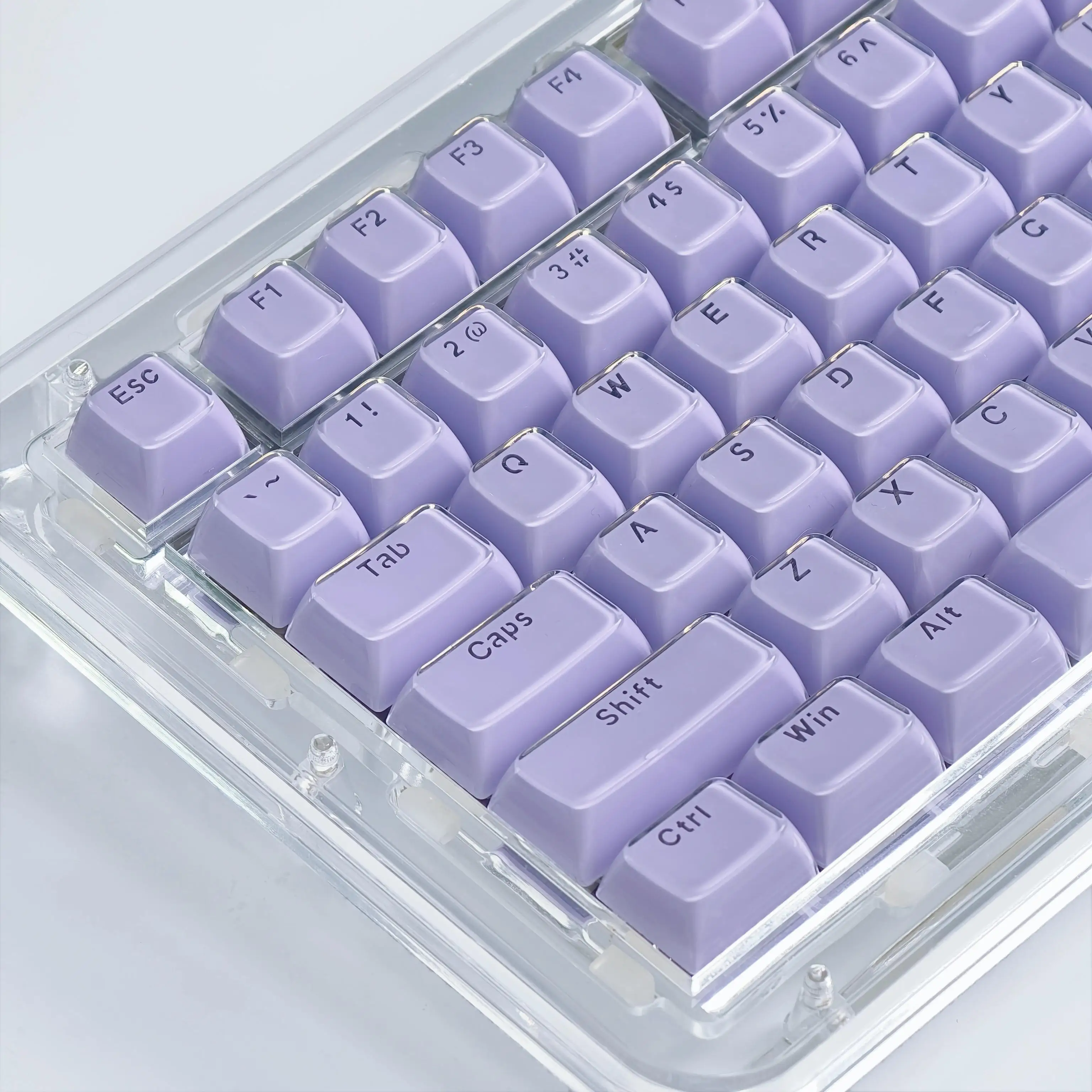 Dreamy Purple Crystal Keycap OEM Profile Characters Transparent PC Jelly Keycaps for MX Switches Mechanical Keyboard 136 Keys