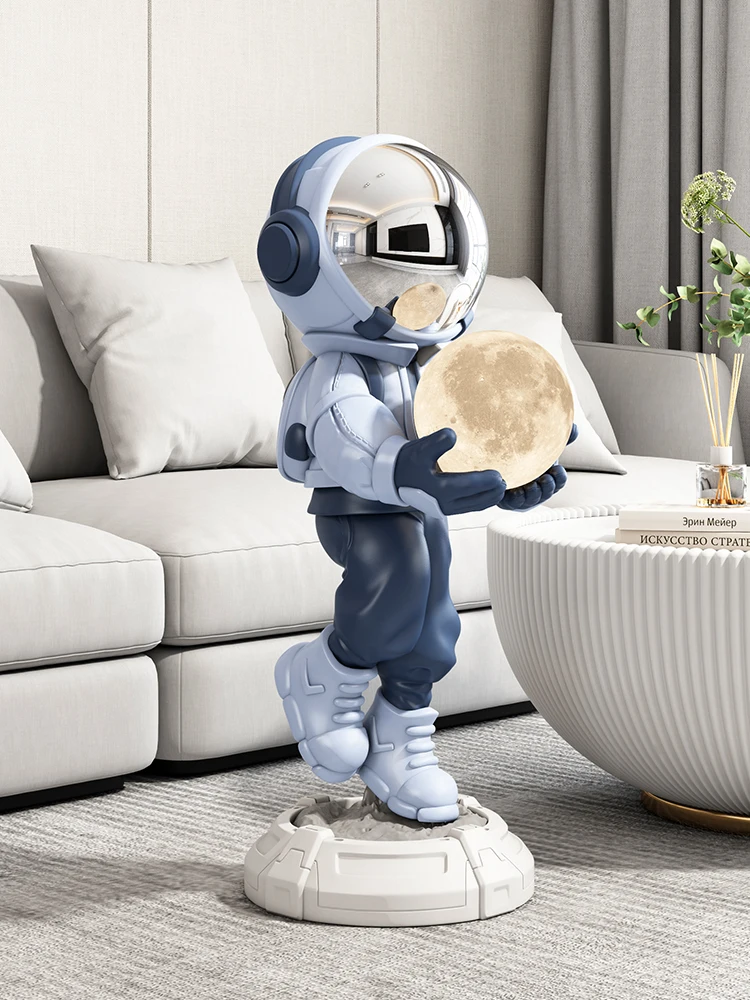 Home Decor Kreatywne świecące statuetki astronautów Dekoracja podłogi Nordic Living Room Large Welcome Sculpture Art Astronaut Lamp Statues