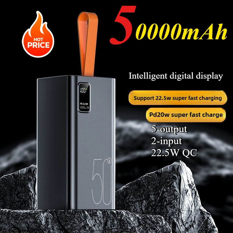 

50000mA Super Large Capacity Power Bank 22.5W Super Fast Charging Is Convenient for IPhone Huawei Xiaomi Samsung Etc.