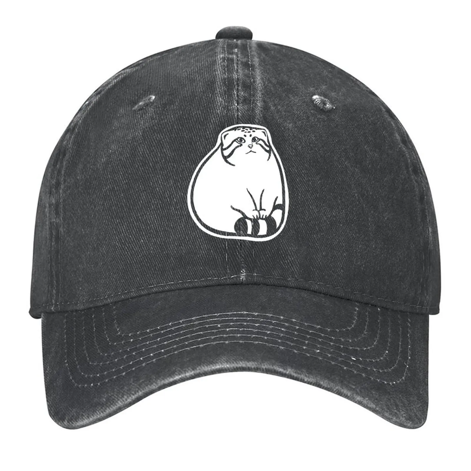 

Pallas's cat paws on tail.Stylized art of a cute chonker Baseball Cap fun hats Funny hats Male hat Woman Men's